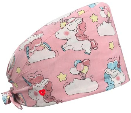 SCJJZ Kopfbedeckungen für Krankenschwestern,Reine Baumwolle Chirurgen-Druckmuster OP-Mütze Krankenschwestermütze Doktorhut(Rosa)