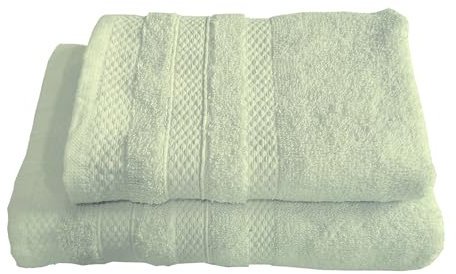 RE SOLE - Set Asciugamani Puro Cotone 1+1 Set Asciugamani Viso e Bidet - Coppia Asciugamani Bagno 500 gr/mq con Ospite | 50x100cm + 40x60cm Verde