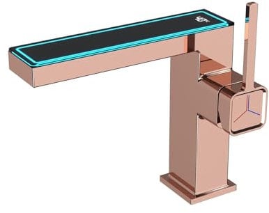 COYEUX Countertop Basin Tap, Modern Bathroom Basin Mixer Tap, with LED Digital Display, 59A Brass Body, for Bathrooms, Hotels