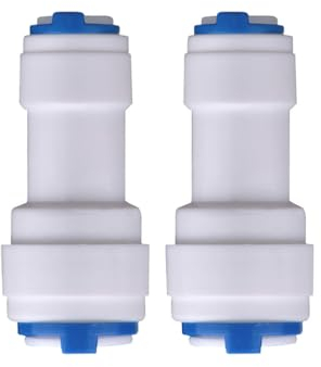 Wasserzulaufleitung Anschluss Schnellanschluss Wasserfilter Fitting Adapter für Umkehrosmose und Wasserfilter, Trinkwasser Wasserhahn, Side-by-Side Kühlschrank (1/4 auf 3/8 Zoll)