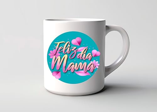 Genérico Taza Feliz día mamá | Tazas de Cafe Ideal Regalos Originales para Mujer Hombre | Tazas Originales para Regalar Tazas Desayuno Ceramica Te Letras Grabadas 350Ml