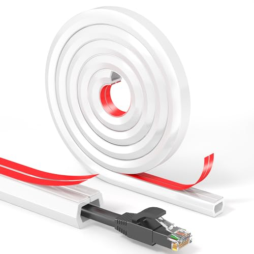 Canalina Passacavi Auto-adesiva da 2 meter, Canalina Passacavi Copricorda in PC Morbido, Canalina Passacavi Muro Adesiva, per Home Ufficio, 15mm (W) x 10mm (H) x 2meter (L), bianco