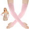 Leislam Handschuhe Lang,Seidenhandschuhe,20er Jahre Accessoires,50er Jahre Mode,Handschuhe Damen,Lange Handschuhe,UV-Schutz Armlinge,Lang Satinhandschuhe,Handschuhe Für Halloween,Rosa (1 Paar)