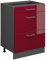 Vicco Küchenunterschrank R-Line, Bordeaux Hochglanz/Anthrazit, 60 cm mit Schubladen, AP Eiche
