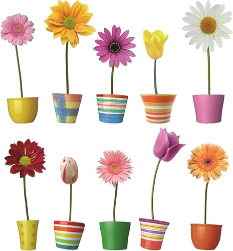 KAIRNE Flower Window Stickers,Flower Window Clings,Colourful Blossom Flowers Window Decal,Floral Window Sticker for Glass,Garten Flowers Window Decoration,Spring Summer Sticker for Room Kitchen Decor