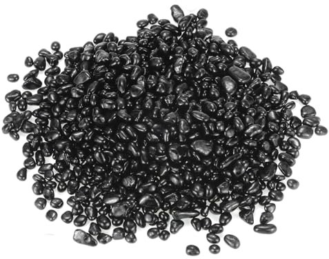 M METERXITY High Luster Round Fire Glass Beads, Glass Gems, Glass Pebbles, Glass Marbles for Vases/Fire Pit/Crafts/Aquarium/Garden Decorations 8-13mm, 350g/0.77-Pound [Black]