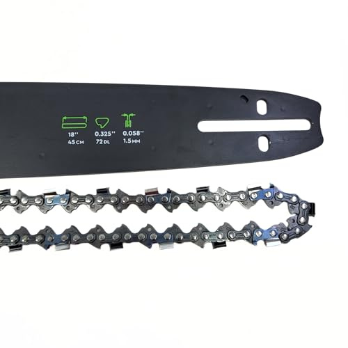 Guida + catena motosega 72 allenatori 45 cm di taglio 0,325″ 0,058″
