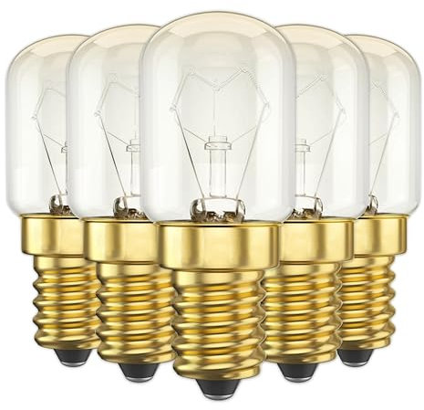 CLAR - Ampoule Four 15w E14 300 Degré, Ampoule Pour Four, Ampoule Frigo, Ampoule Lampe de Sel, Ampoule Four 15W 300 Degré (Pack 5)