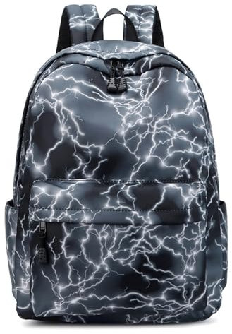 UnoSheng Jungen und Mädchen Schulrucksack Junior und Fortgeschrittene Schultasche Laptop Teenager Leichter Reiserucksack Rucksack Canvas Groß, Schwarz , One size