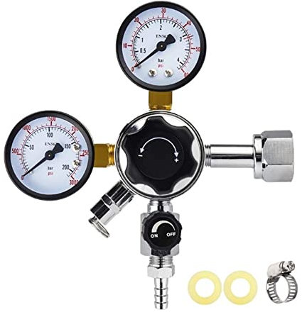 LCQSYE bierbrauset W21.8 Co2-Regler, Homebrew Keg Kegerator-Regler 3000 PSI Druck Dual Gauge Co2-Regler Druckminderer(CGA320)