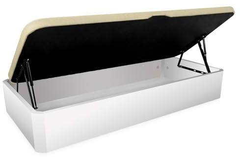 Duérmete Online - Canapé Abatible de Madera Súper Reforzado Gran Capacidad con Apertura Lateral, Transpirable y Resistente, Esquinas Redondeadas, 90 x 190, Blanco