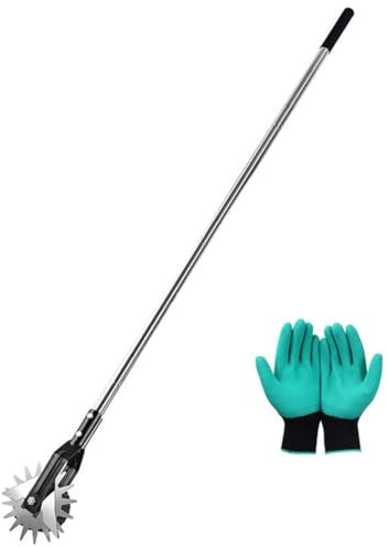 Bamberg Kantenschneider mit Rädern, Rasenkantenschneider mit Einstellbarer Länge, Kantenschneider Aus Edelstahl, Rasenwerkzeug für Manuelle Kantenschneider, Kantenschneider mit Rotation