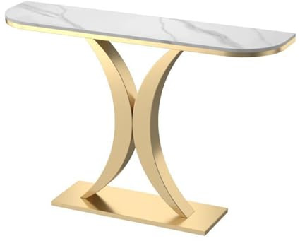 HARELA Konsolentisch Marmor Flurtisch Schmal Eingangstisch, Eingangsbereich Deko Tisch, Kleiner Ausstellungstisch, für Wohnzimmer, Schlafzimmer, Eingangshalle, Flur(Gold A,80cm/31.5in)