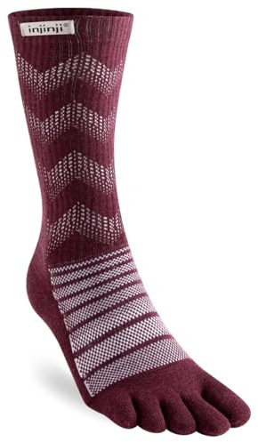 Injinji Outdoor-Socken aus Merinowolle, mittelschwer, Granat, X-Large