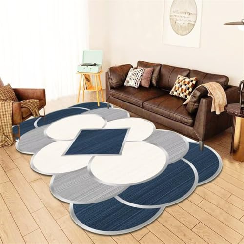 RUGMRZ Slip Stop Teppich 200X300Cm Spiele Mädchen 6 Blau Bedroom Decor Wohnzimmer Kamin Gold Diamond Fleece Licht Luxus Couchtisch Sofa Polygon Weiß