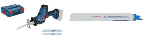 Bosch Professional 18V System Cordless Reciprocating Saw GSA 18 V-LI C + 2X PRO Medium-Thick Metal S1137BEF Precise Reciprocating Saw Blade (Metal Pipes & Profiles, Non-Ferrous Metals, 225 mm)
