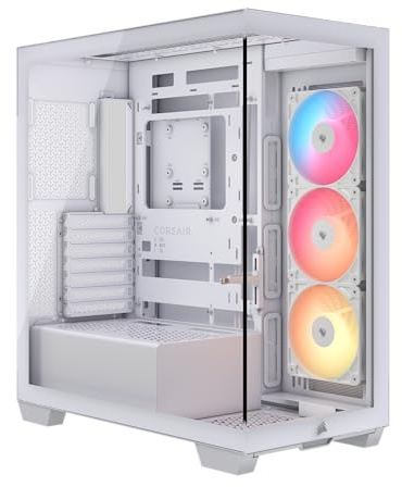 CORSAIR 3500X RS-R ARGB Boîtier PC Moyen-Tour - 3 Ventilateurs RS120-R ARGB Préinstallés, Peut accueillir jusqu'à 10 Ventilateurs 120 mm, Compatible avec Une Carte mère à Connexion inversée - Blanc