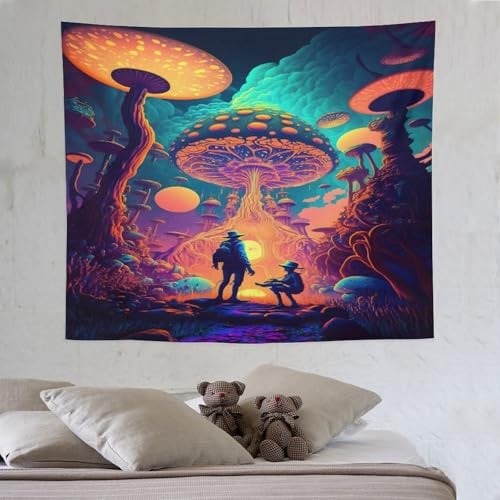 DCCCY Reisende in einer anderen Welt Wandteppich Wandtuch Drucken Wandbehang Tapestry Aesthetic Ultraweiche Psychedelisch Dekorativer Tapisserie Für Schlafzimmer 130×150cm
