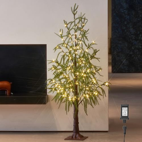 Hairui Beleuchteter Weihnachts-Norfolk-Kiefernbaum 180 LED Lichterkette 1,2 Meter Stecker, Künstlicher Kiefernbaum-Lichterschmuck für Innen bei Feiertagen