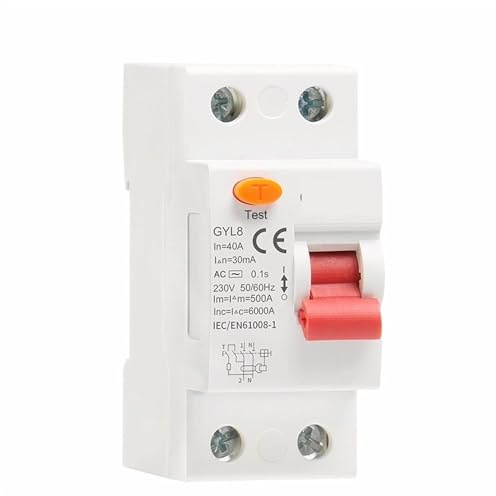 RLZQSGOT Disjoncteur GYL8 AC Type RCD ELCB RCCB Rail DIN Disjoncteur différentiel 25A 40A 63A 1Pcs(30mA,2P 63A)
