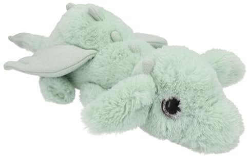 Depesche 13865 Snukis - Kuscheltier Drache in Grün, mit weichem Fell und Silber Glitzer-Augen, ca. 20 cm großes Plüschtier