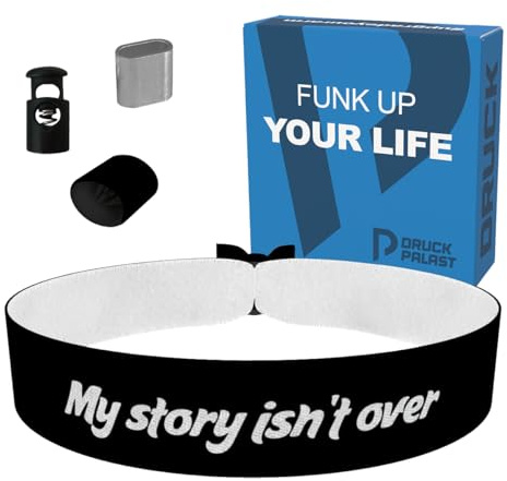 Druck-Palast My story isnt over Stoffarmband - Wasserfestes Satinarmband - Motivationsarmband für Selbstliebe & Resilienz - Unisex - Geschenk für Freunde - Achtsamkeit & Unterstützung - Trendy