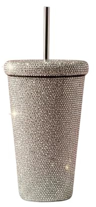 Crystal Stainless Steel Water Bottle With Straw