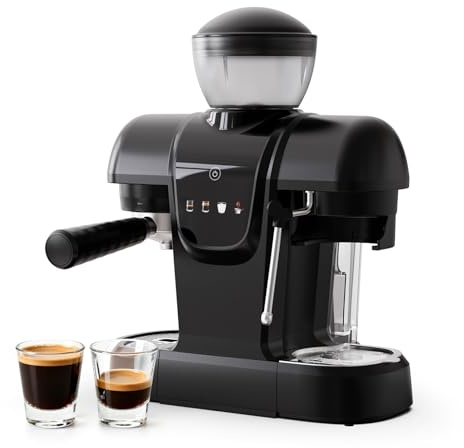 BENFUCHEN 19 Bar Espresso Coffee Machine with Burr Grinder, Professional 2-in-1 Coffee Maker for Bean to Cup & Grounds, Touch Screen Latte Cappuccino Maker with Milk Frothing Steam Wand, Black