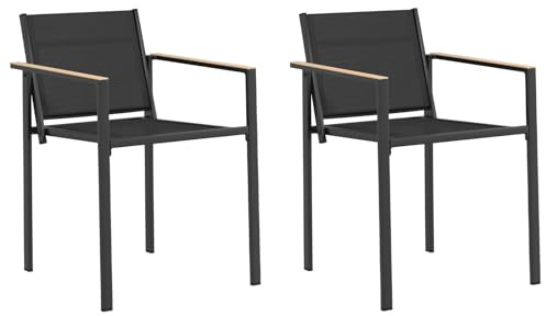vidaXL Gartenstühle 2 pcs Schwarz und Anthrazit 53,5 x 59 x 77 cm, Coole, Moderne Gartenstühle, wetterfeste Sessel, leichte Terrassenmöbel, minimalistisch im Freien
