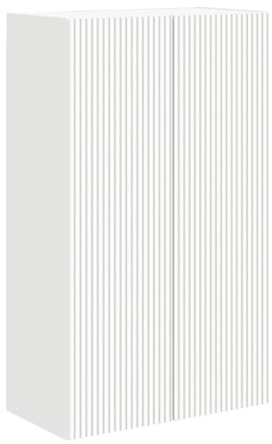 SKTQYQO Meuble TV mural blanc 59,5 x 31 x 100 cm bois multicouche | 2 portes, 1 étagère, design suspendu, entretien facile, assemblage requis
