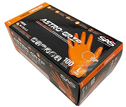Sas Safety Astro Grip PF Nitrile 6 mil Gloves (100-pk)-Large 66573 by SAS Safety