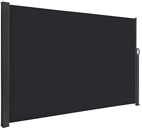 HENGMEI Toldo lateral extensible, 160 x 300 cm, protección solar, protección contra el viento, varios tamaños, para terraza, camping, jardín (160 cm, antracita)