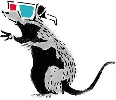 Ideal Stencils Banksy Ratte Graffiti Schablone - 3D Brille Ratte/Wiederverwendbar Wohndeko & Kunst Handwerk Malerei Schablone - halb geschliffen Durchsichtig Schablone, M/ 26X30CM