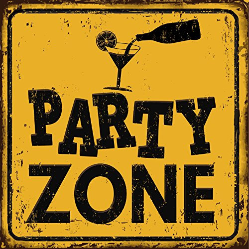 homeBLOCKrocks Kühlschrankmagnet “Party Zone” – im Retro Blechschild Design aus PLEXIGLAS® 9 x 9 cm