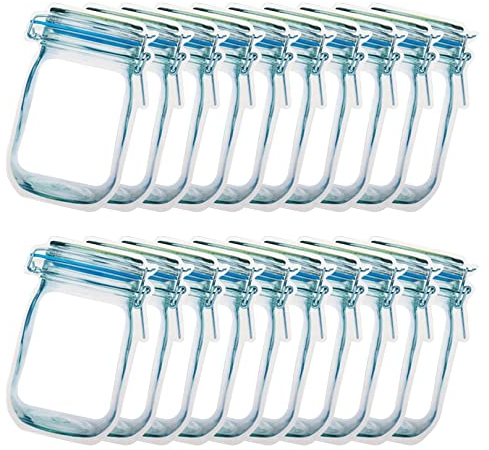 Enkrio 12 Pack Mason Jar Zipper Bags, Reusable Ziplock Snack Food Storage Bags for Kitchen Sandwich Picnic Organizer