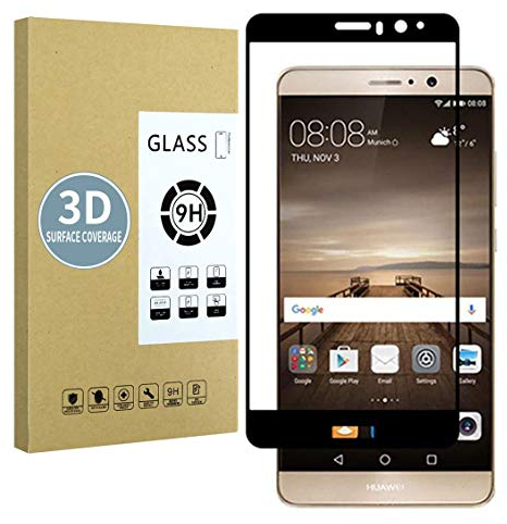 E-Hamii Protector de Pantalla Compatible con Huawei Mate 9[Negro],[Alta definición][Anti arañazos],Cristal Templado 3D,[Respuesta Sensible][Instalación sin Burbujas]