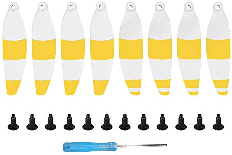 Hensych 4 coppie 4726F pieghevole Rumore basso Volo tranquillo Sostituzione dell'elica per Mavic Mini Drone, Doppia faccia Strisce colorate Pale dell'elica (Bianco giallo)