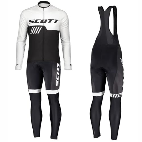 Abbigliamento Ciclismo Set Manica Lunga Completo da Ciclismo per Uomo con Imbottiti Silicone 20D ad Antivento asciugatura per MTB Ciclista Corsa All'aperto