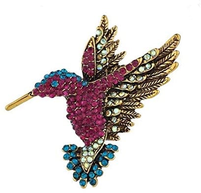 Générique Brosche mit Vogel-Schmuck, aus Stahl und Strass, Kristall., Metall