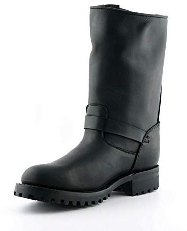 Grinders Engineer Wild One Stivali da Combattimento Western da Uomo di Pelle Nera con Fibbia 10