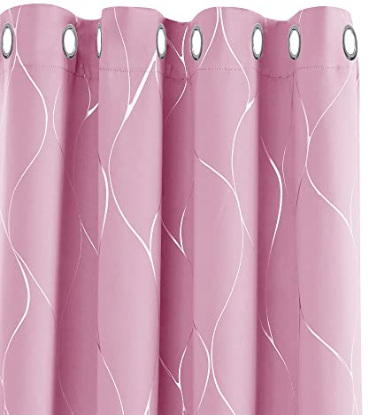 Deconovo Tende Oscuranti Camera da Letto per Finestre Termiche Isolanti con Occhielli 140x290cm Rosa 2 Pannelli