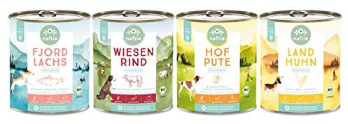 naftie Bio Hundefutter Nassfutter Testpaket - 4X 800g | Friendly Food für Hunde, regional, 4 Sorten, ab 1 Jahr, ideal für Senioren, purinarm, glutenfrei, fettarm