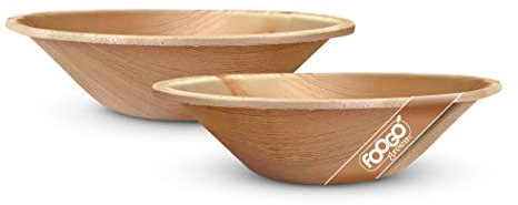 FOOGO Green 25pcs Disposable Palm Leaf Bowls 5 (12cm) Round 180ml (6oz), for Dips, Sauce & Dessert, Eco Friendly Biodegradable Like Wooden and Paper Bowls