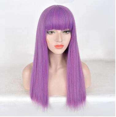 Nachkommen 2 Mal Bertha Maleficent Es lebe das Böse Gerade Lila Kinder Erwachsene Cosplay Perücke + Kostenlose Perücke Kappe Kinder als das Bild