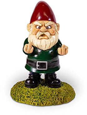 Kwirkworks Witziger Gartenzwerg – Flipping The Double Bird Mittelfinger Rasen Statue Figur – lustiges Geschenk