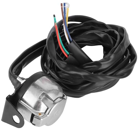 Qiilu Conector de Remolque, Conector de Remolque Europeo de 7 Pines, Enchufe de cableado, Cable de 2 m para semirremolques de vehículos comerciales