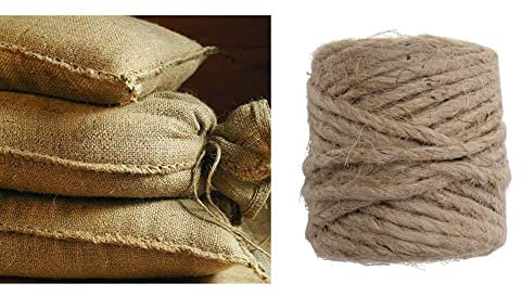 NOOR Sacs en Jute 20 kg (30 x 60 cm), Lot de 10 & Windhager Ficelle de jute, Tresser, Ficelles de Jardinage, cordon de Liaison, naturel, 4 mm x 50 m, 06158