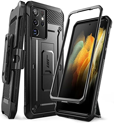 SUPCASE Schutzhülle für Samsung Galaxy S21 Ultra 5G, mit Ständer + Gürtelclip, ohne Displayschutzfolie [Unicorn Beetle Pro], robuster Schutz, stoßfest, Schwarz