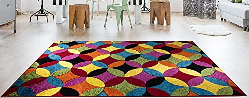 SHAZ HOME Classic Designers Extra Large Multicoloured Rugs Colourful Rugs for Bedroom Living Room Soft Thick Floor Mat Door Mat (Circle Bright, 120x170 cm)