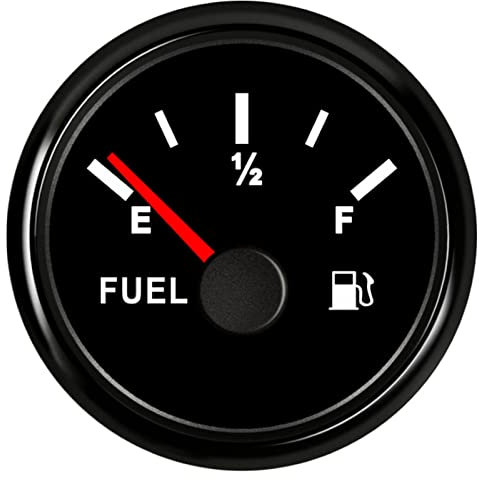 ARTILAURA 0-90 ohm Fuel Gauge 2 inch Boat Fuel Level Gauge Marine Gas Tank Meter for Universal AUTO Car Truck Diesel RV Vehicle (Black)
